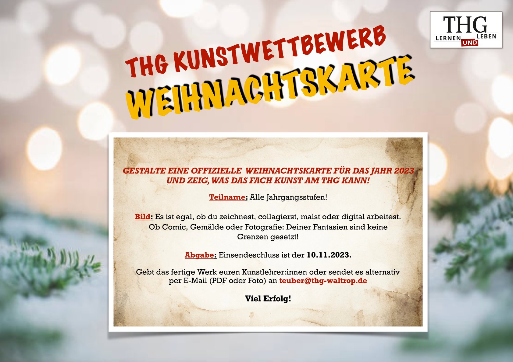 Hilf uns mit und gestalte eine Zeichnung o.ä. für unsere Weihnachtskarte